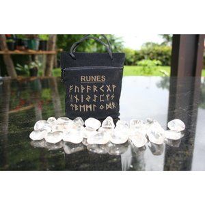 Natural Clear Quartz Rune Set Healing 25 pieces wi
